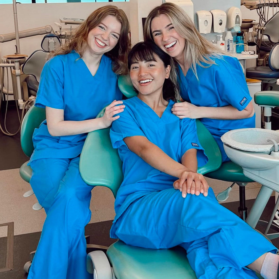 Healthcare professionals in scrubs