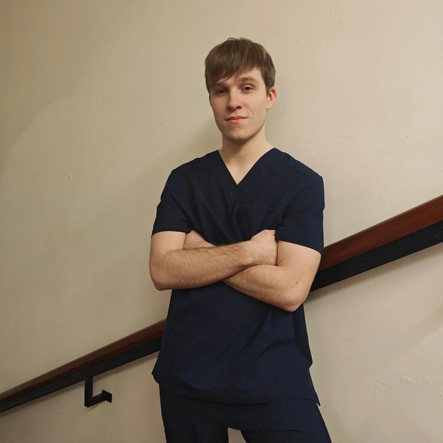 Healthcare professional in stretch surgical scrubs