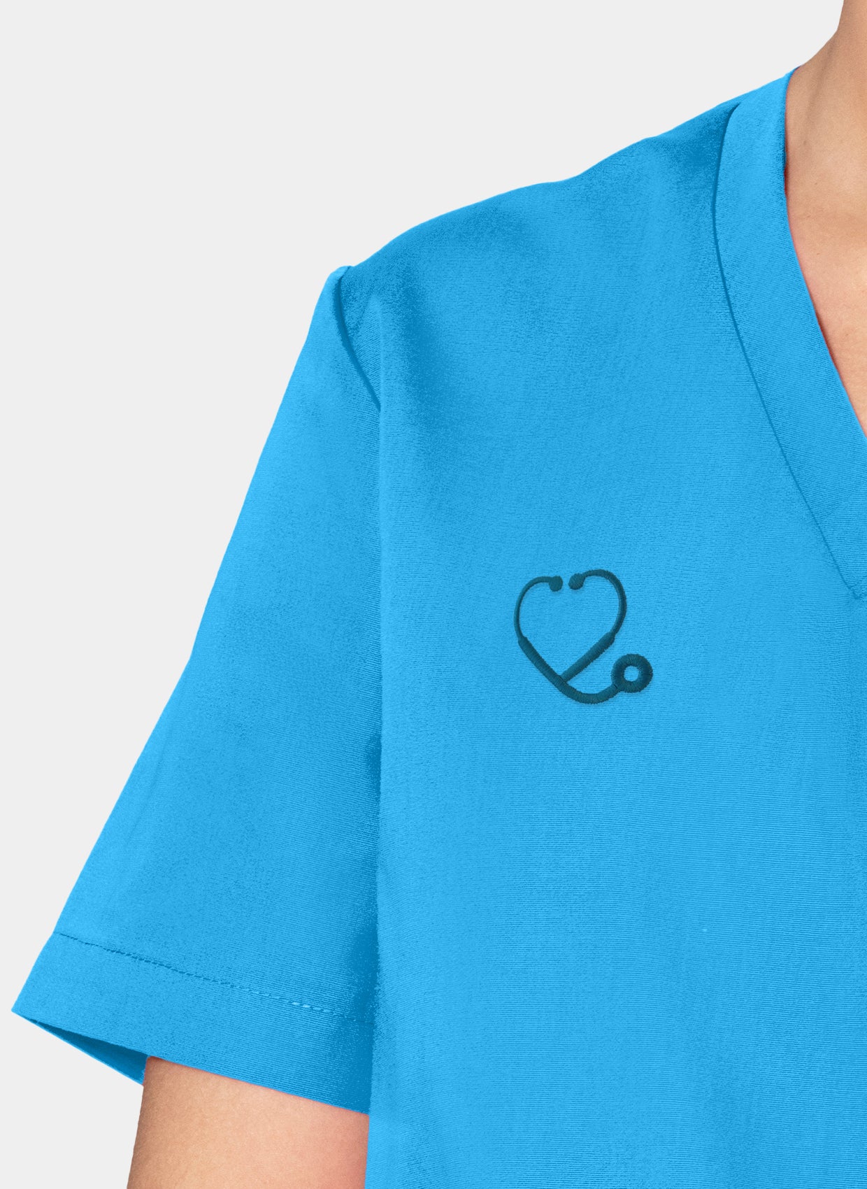 Orange Standard Balboa Scrub Top - Electric Blue-Embroidery