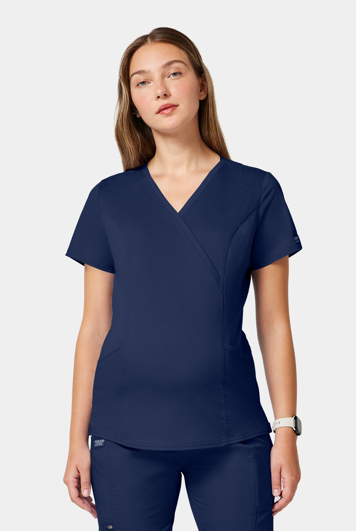 Cherokee WW Revolution Maternity Mock Wrap Scrub Top WWE688 - Navy
