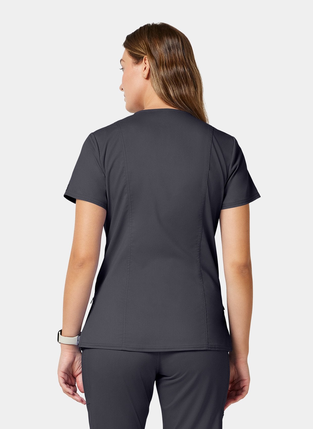 Cherokee WW Revolution Maternity Mock Wrap Scrub Top WWE688 - Pewter
