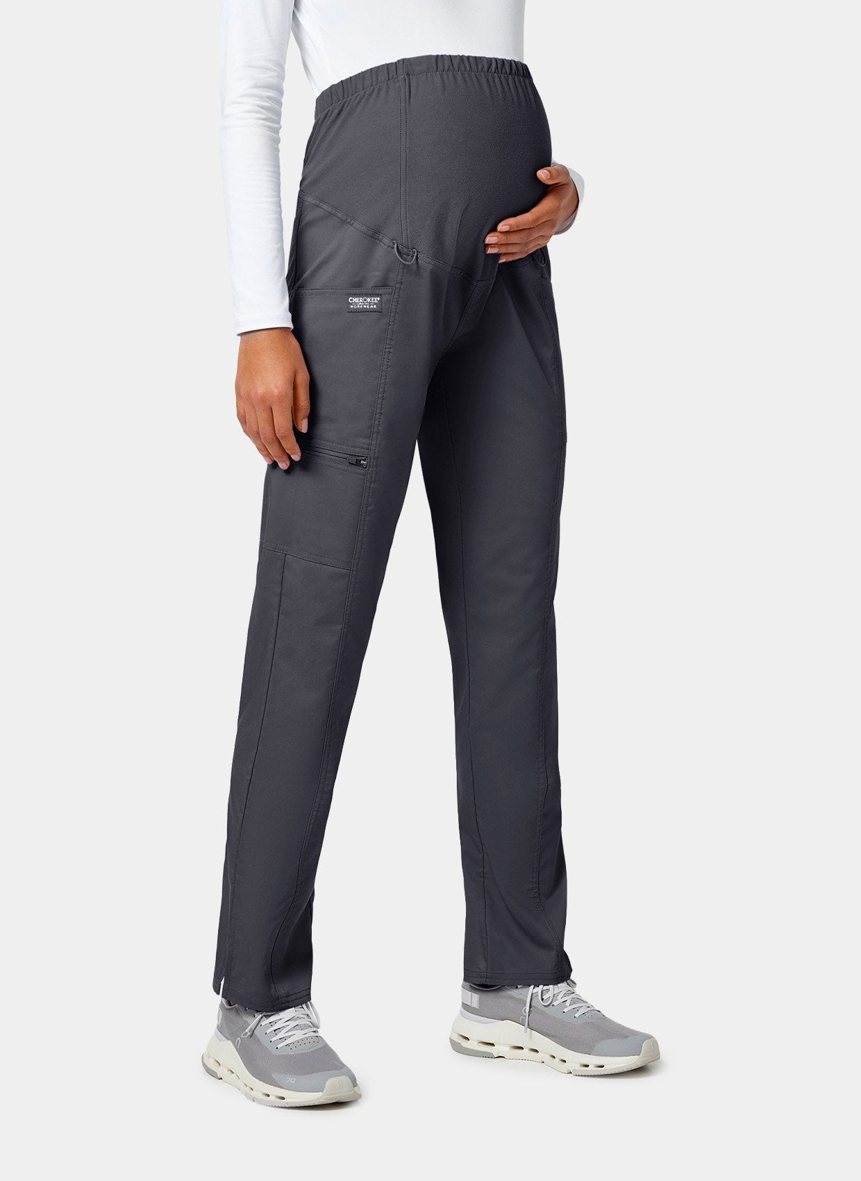 Cherokee WW Revolution Maternity Straight Leg Scrub Trousers WWE155 - Pewter