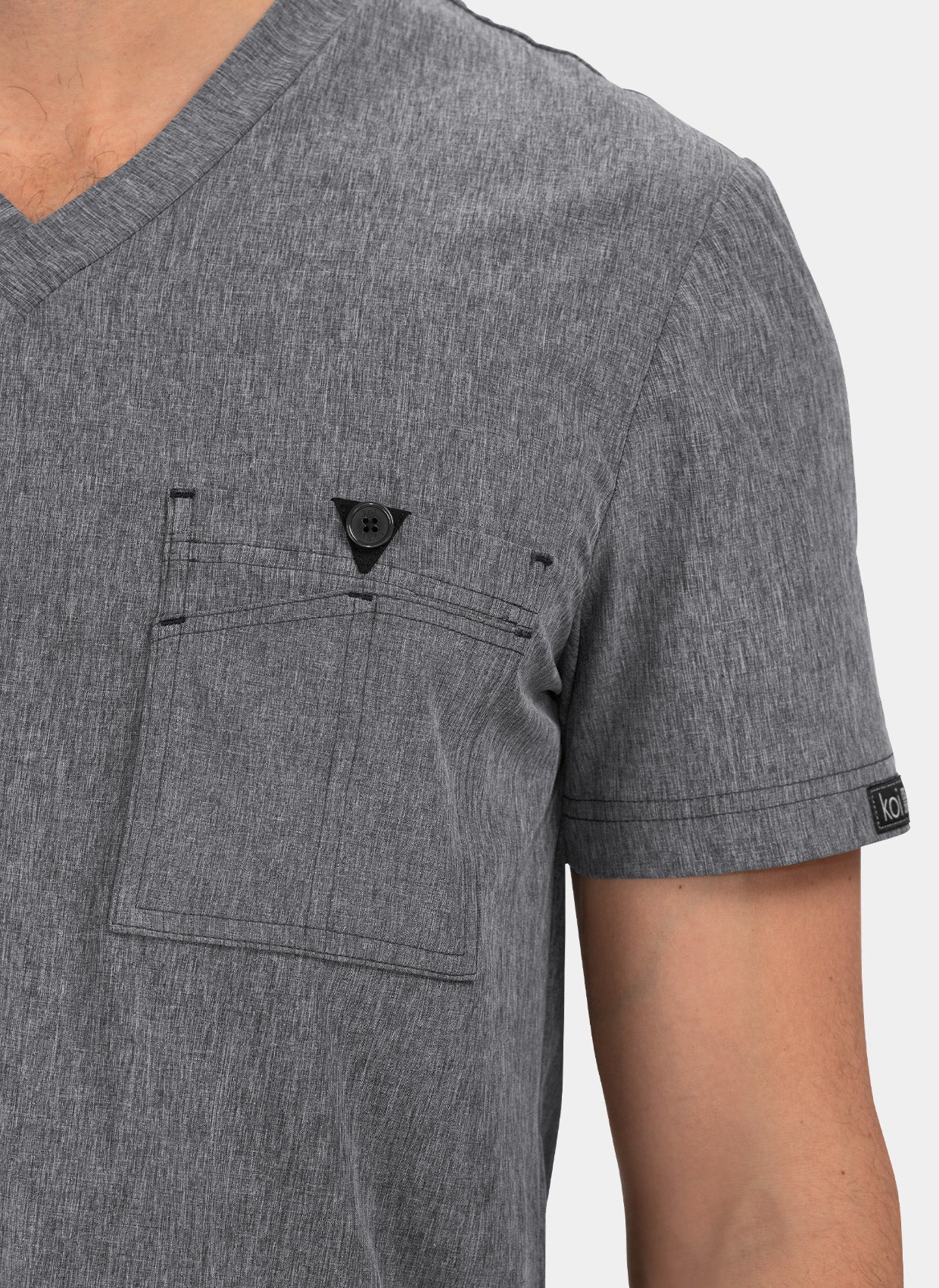 Koi Basics Bryan Scrub Top - Heather Grey - Front