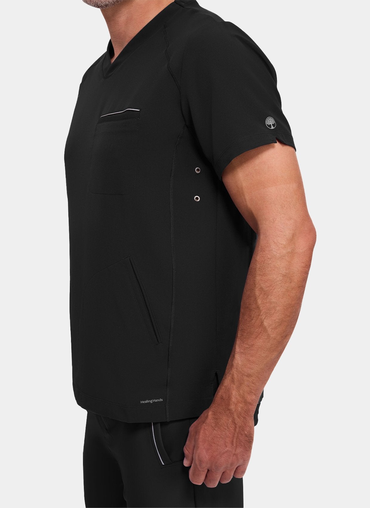 mens scrub top healing hands steven black