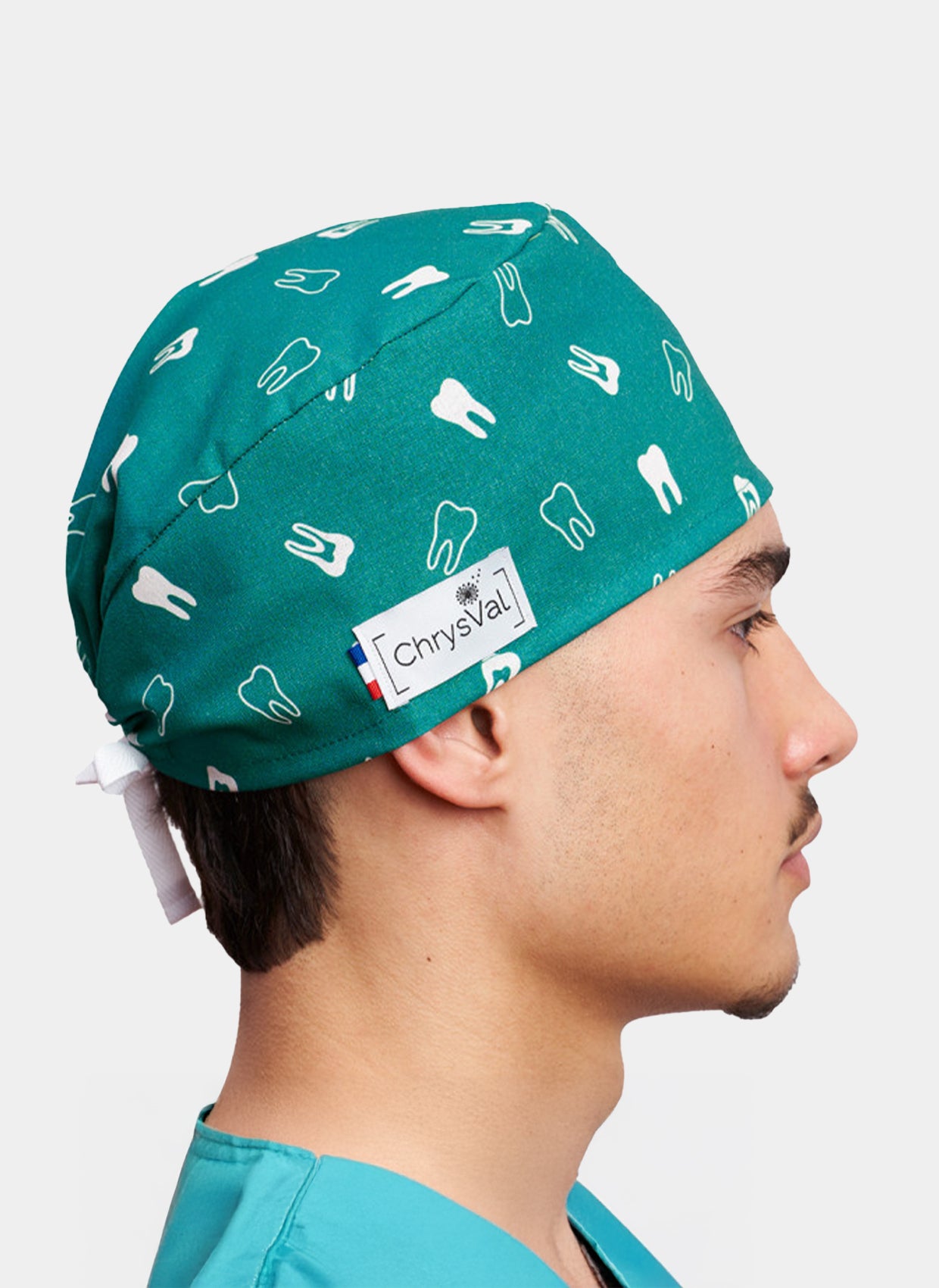 ChrysVal Short Hair Scrub Hat - Tooth Print