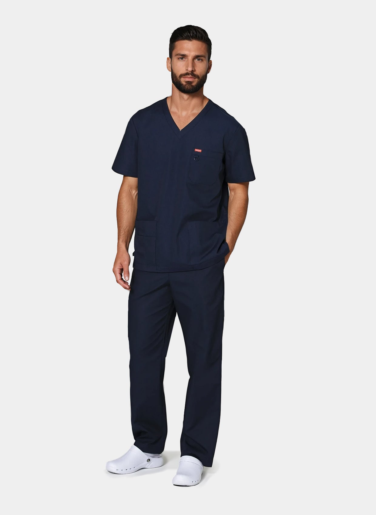Orange Standard Unisex Scrub Set - Navy