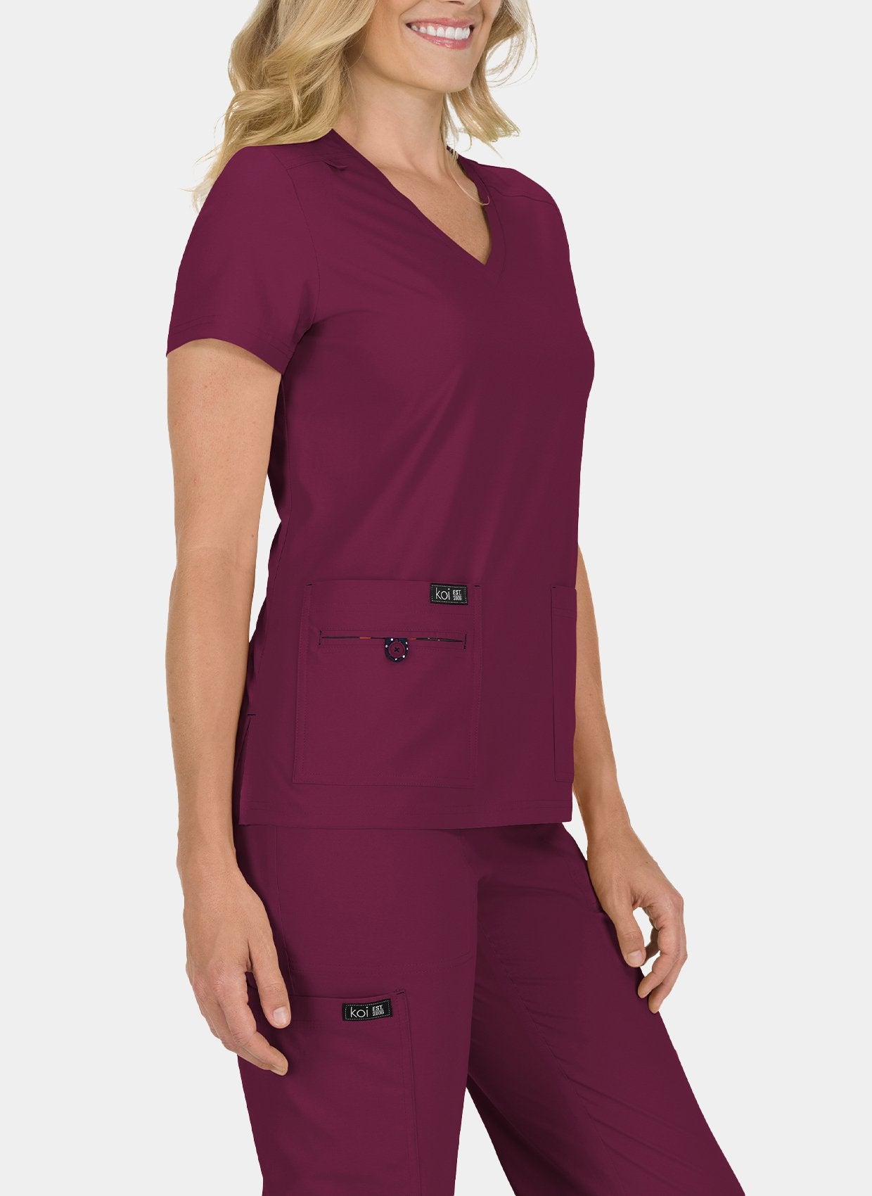womens-koi-basics-becca-scrub-top-wine-3