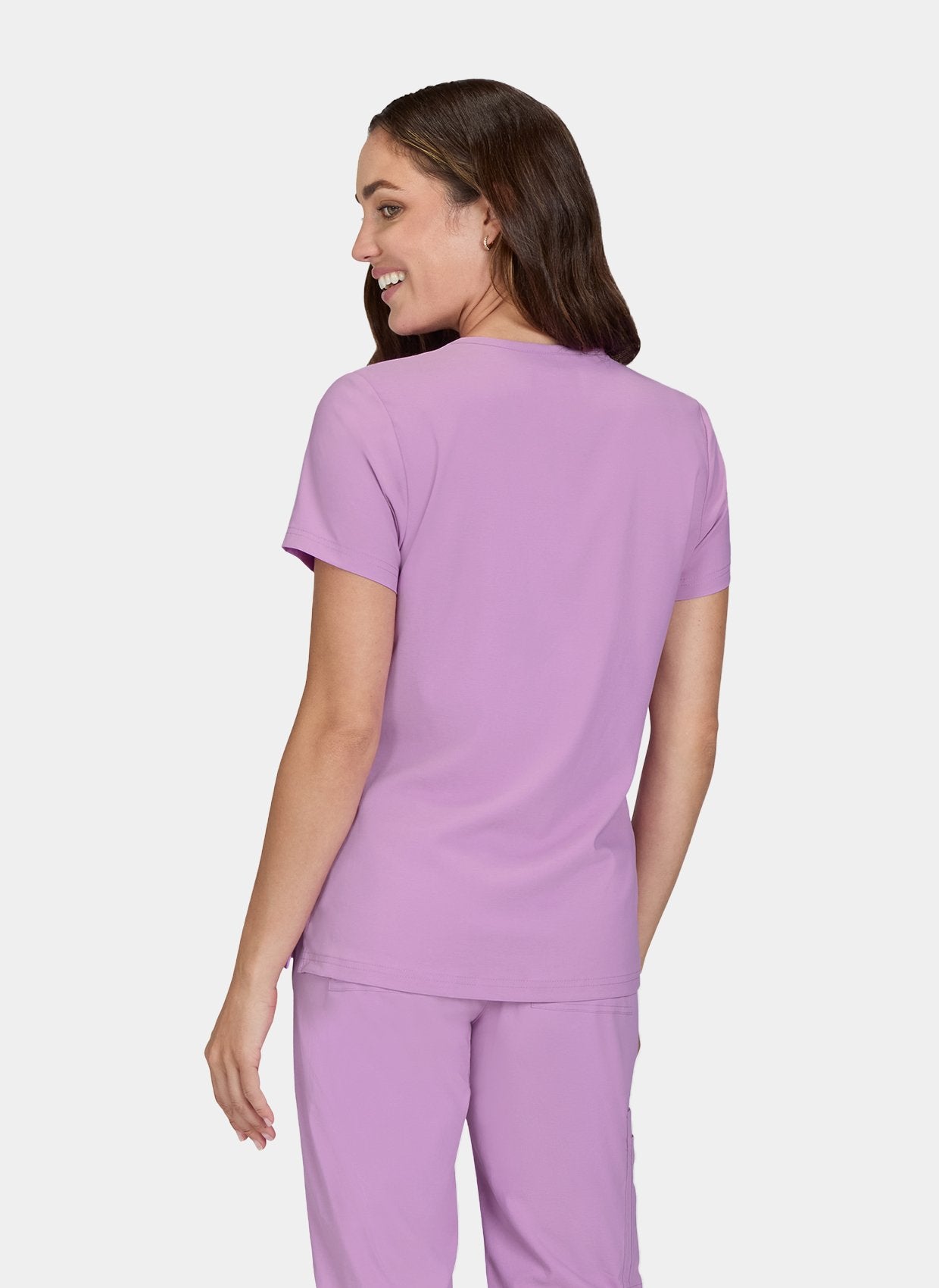 Koi Basics Nixie Placement Scrub Top - Bloom Lavender - Back