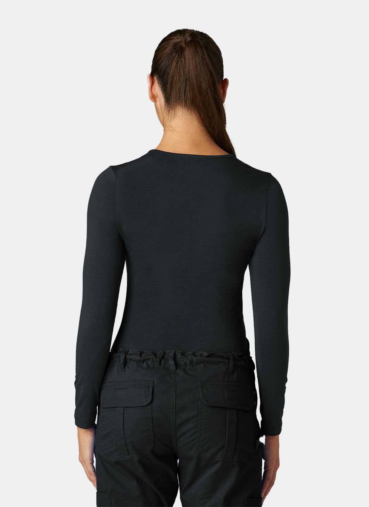 womens koi essentials long sleeve underscrub tender tee black