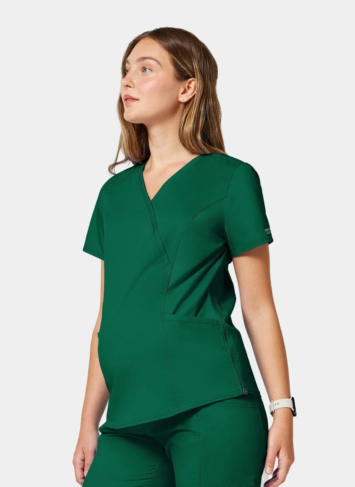 womens scrub top cherokee ww revolution maternity mock wrap wwe688 hunter