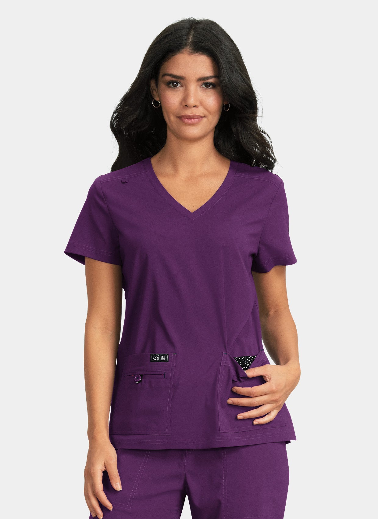 Koi Basics Becca Scrub Top - Eggplant