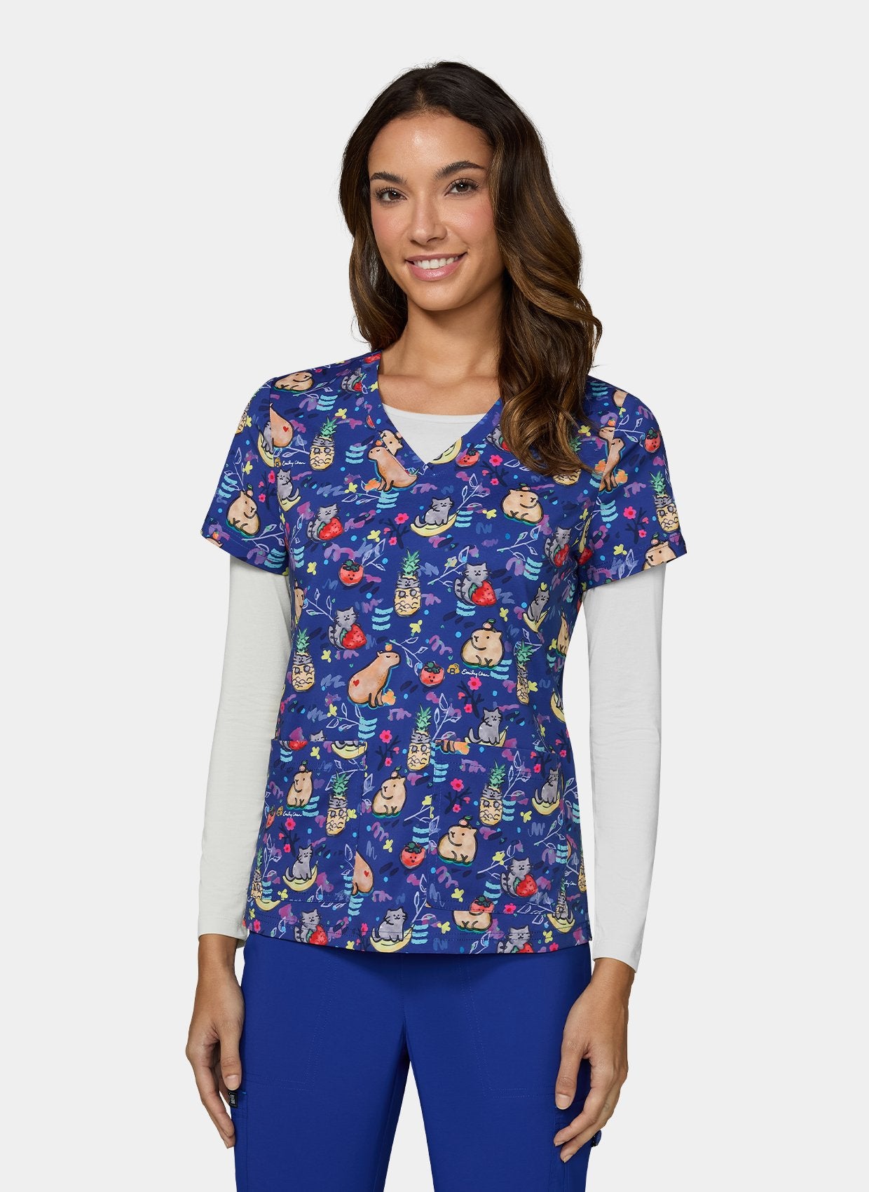 Womens Scrub Top Koi Basics Leslie - Capybara