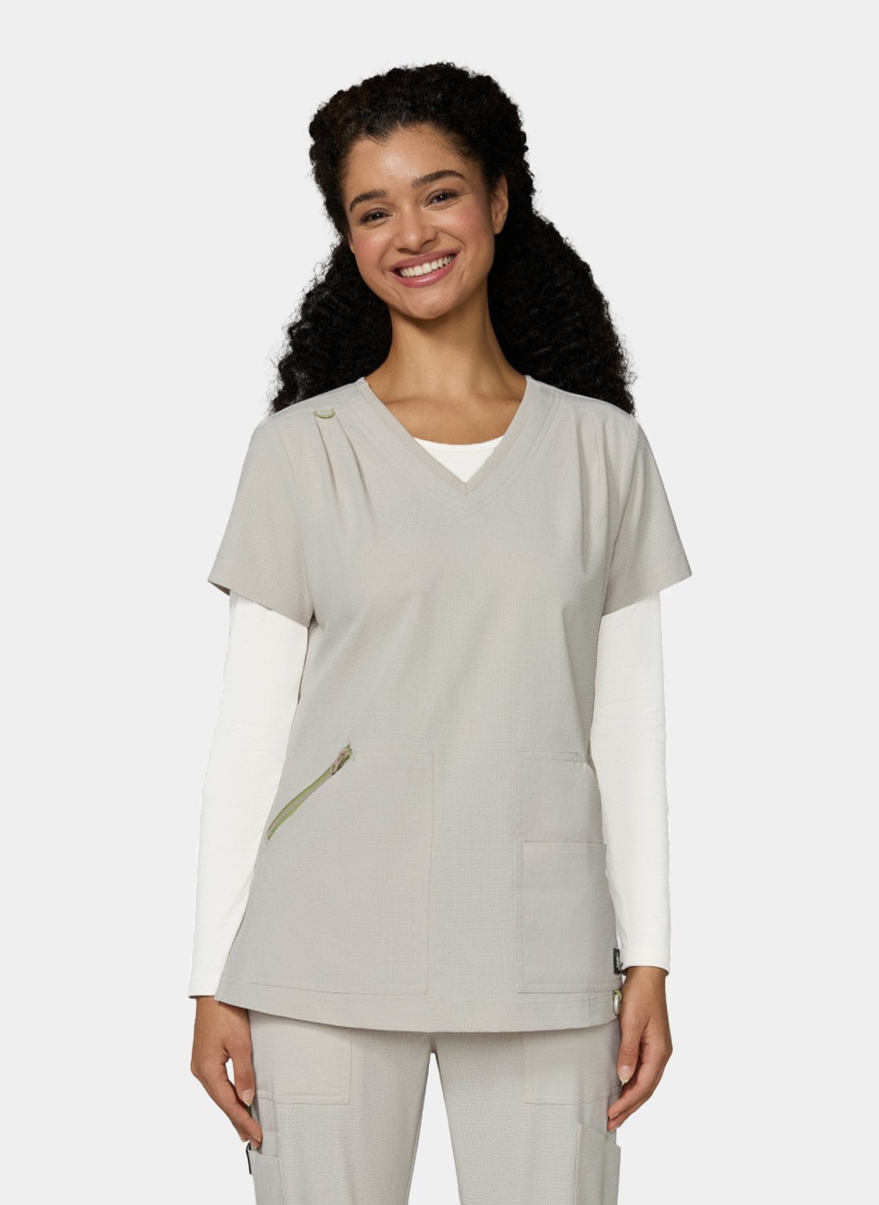 Womens Scrub Top Koi Solis Sari - Bone