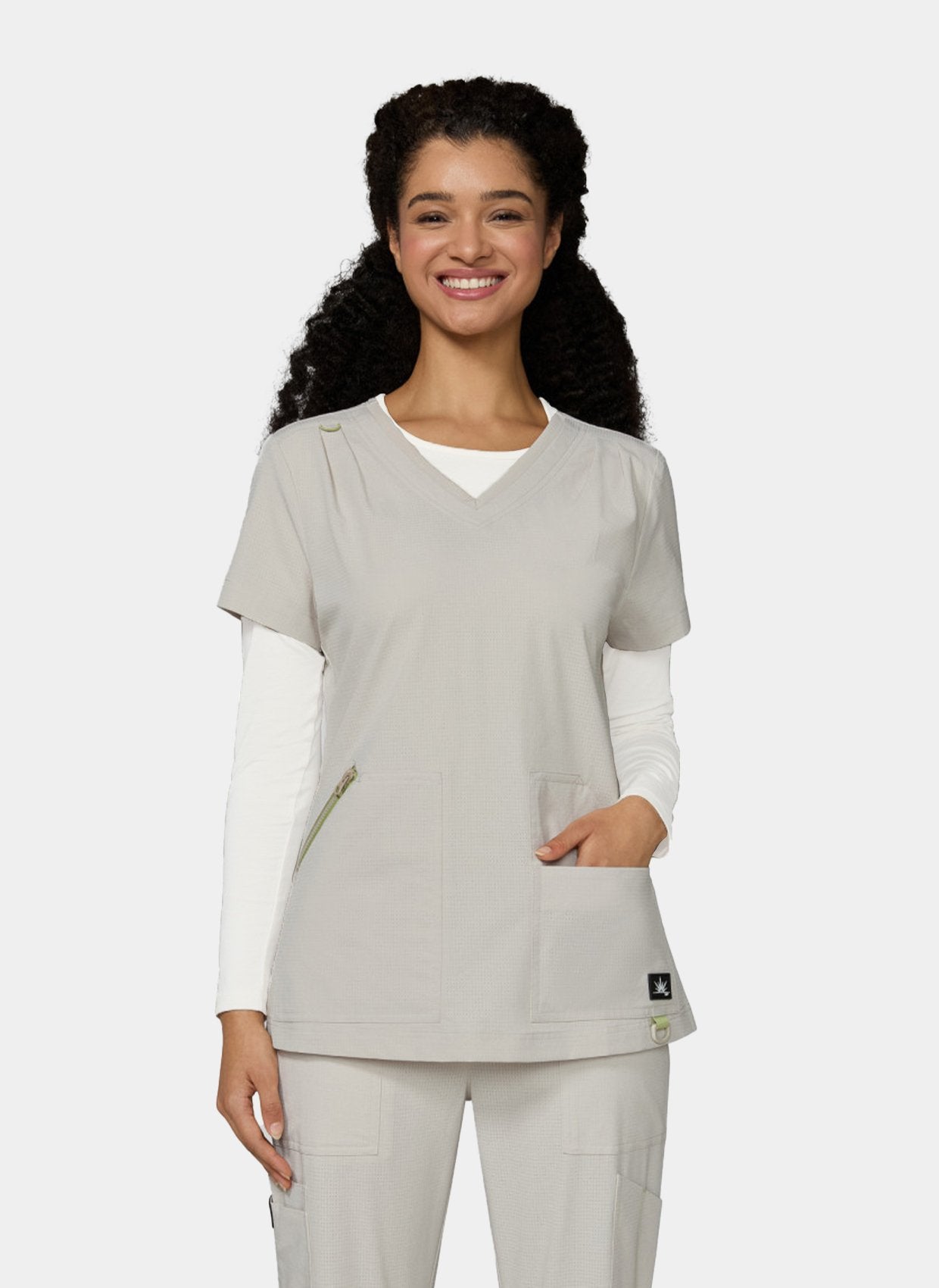 Womens Scrub Top Koi Solis Sari - Bone