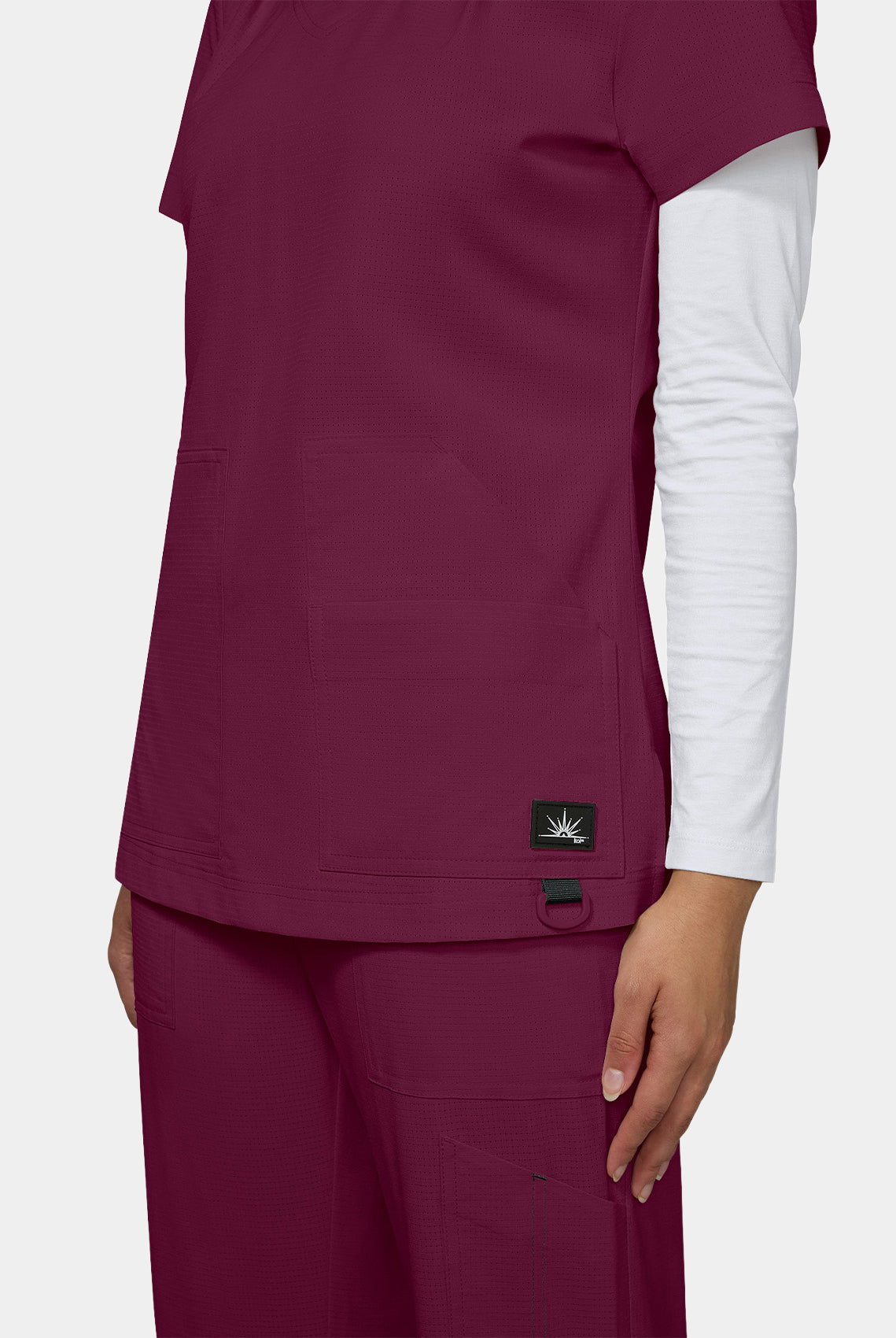 womens scrub top koi solis sari wine