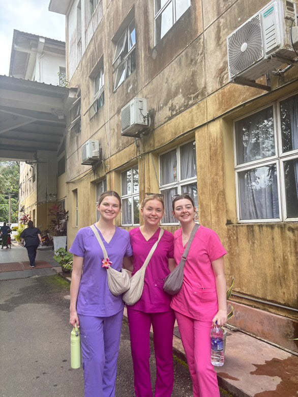 Students wearing Happythreads scrubs