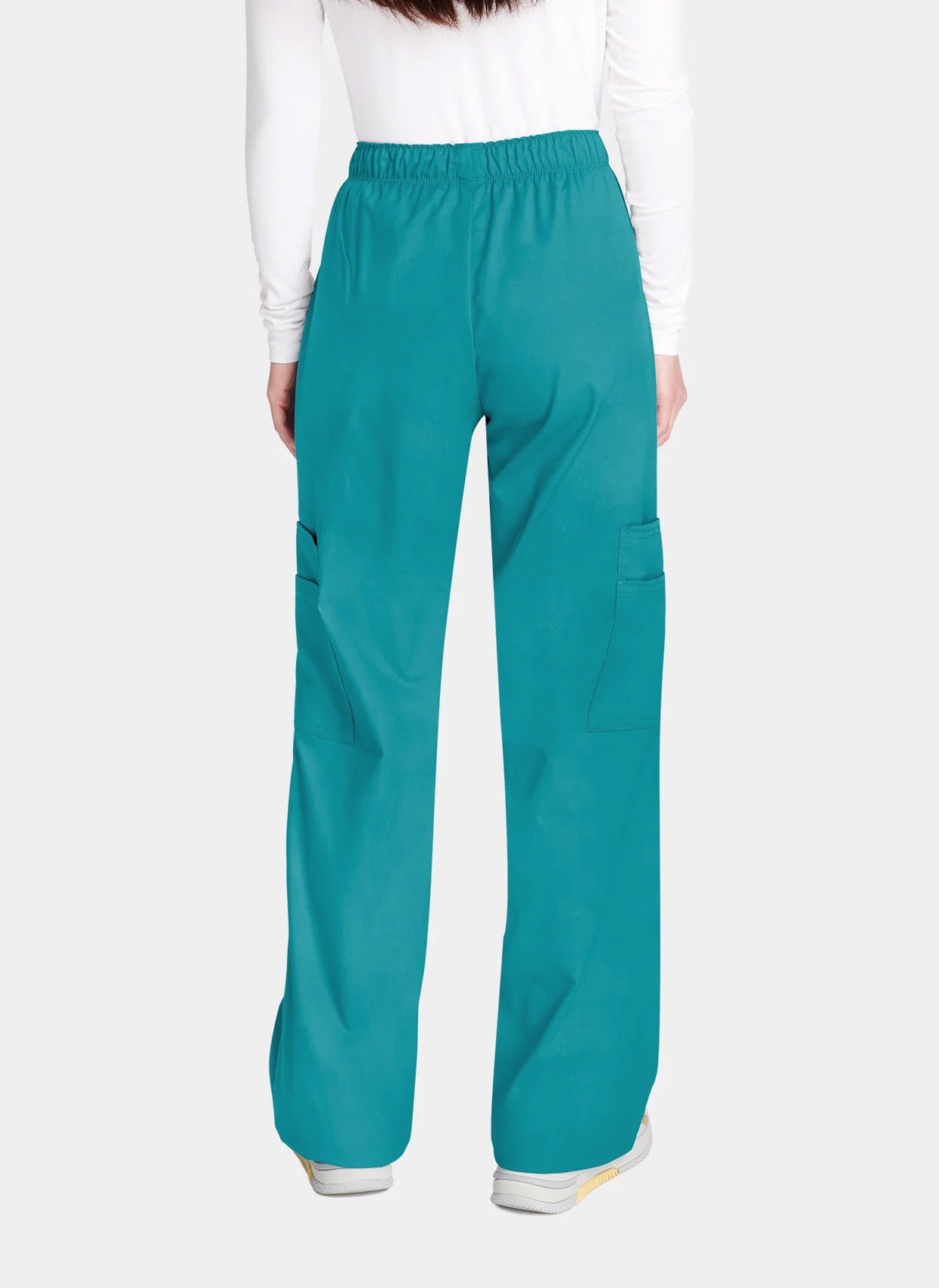 Cherokee Core Stretch Mid Rise Pull-On Cargo Scrub Trousers WWE4005-Teal