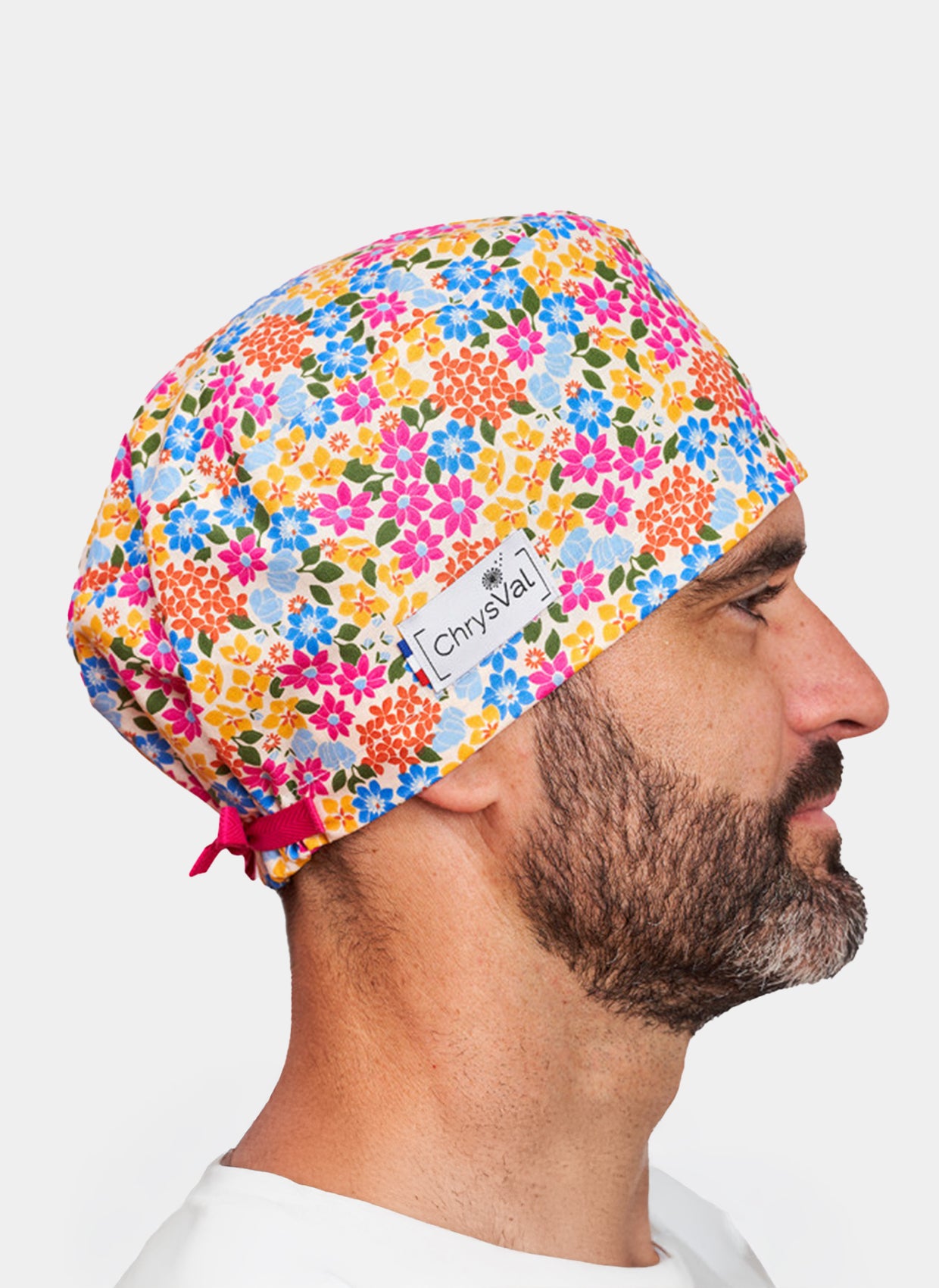 Long hair flower scrub hat