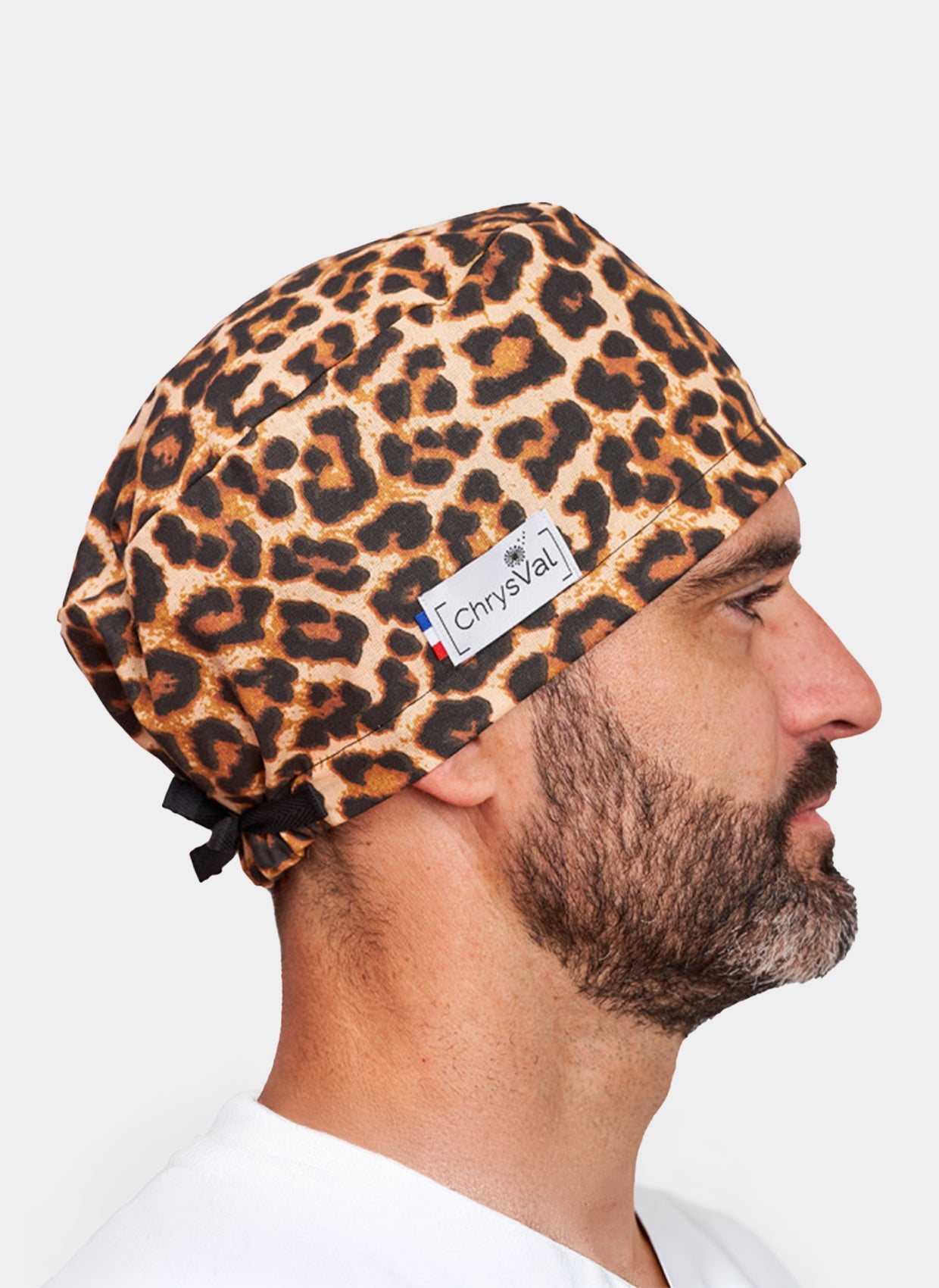 Long hair leopard scrub hat