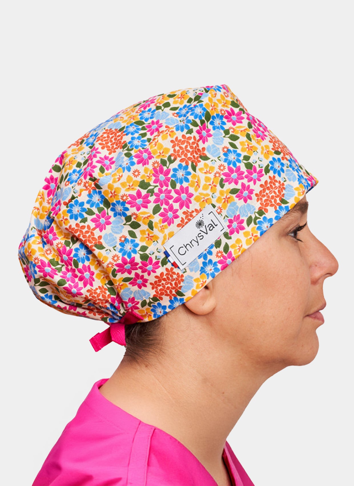 Long hair flower scrub hat