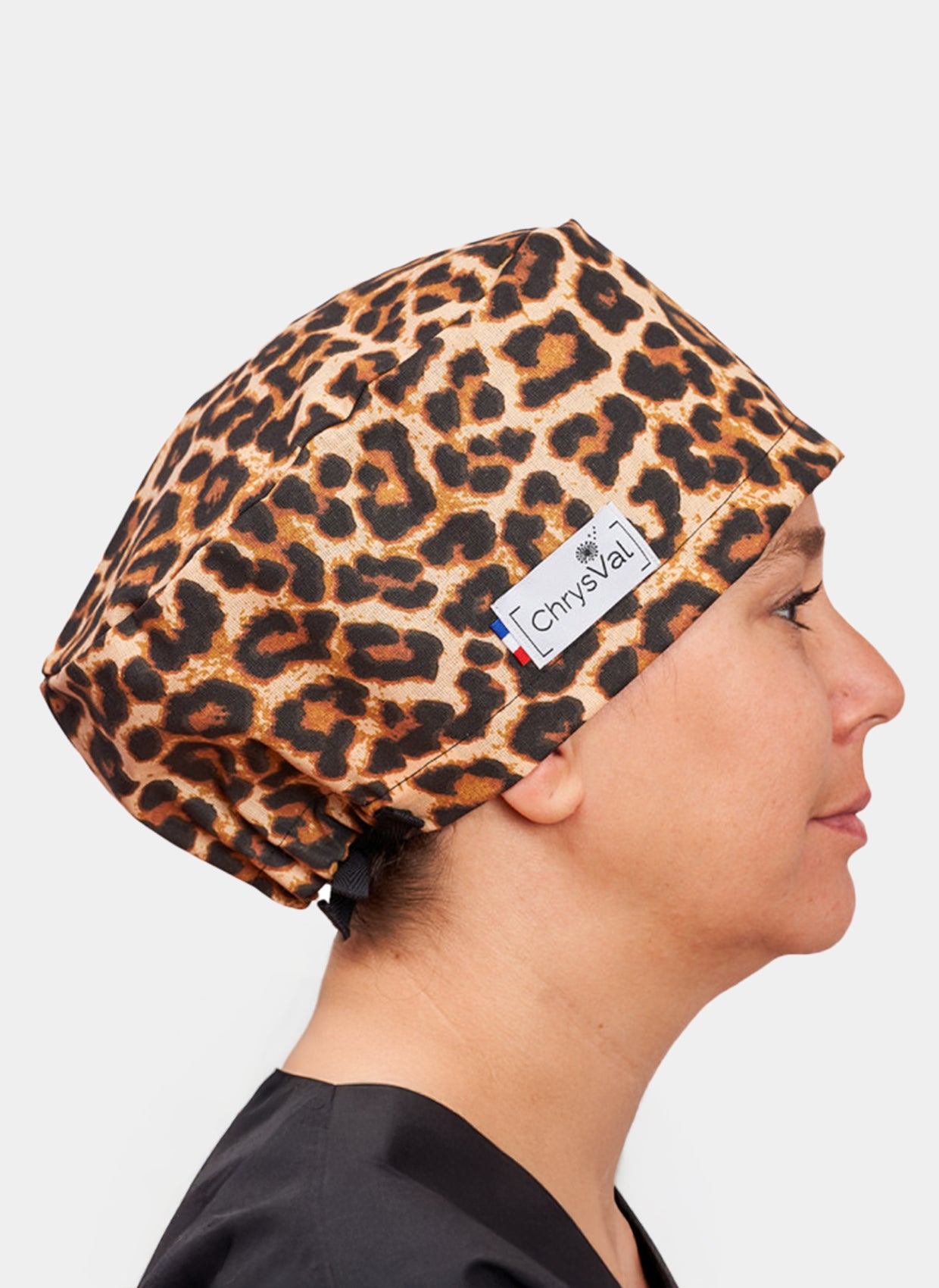 Long hair leopard scrub hat