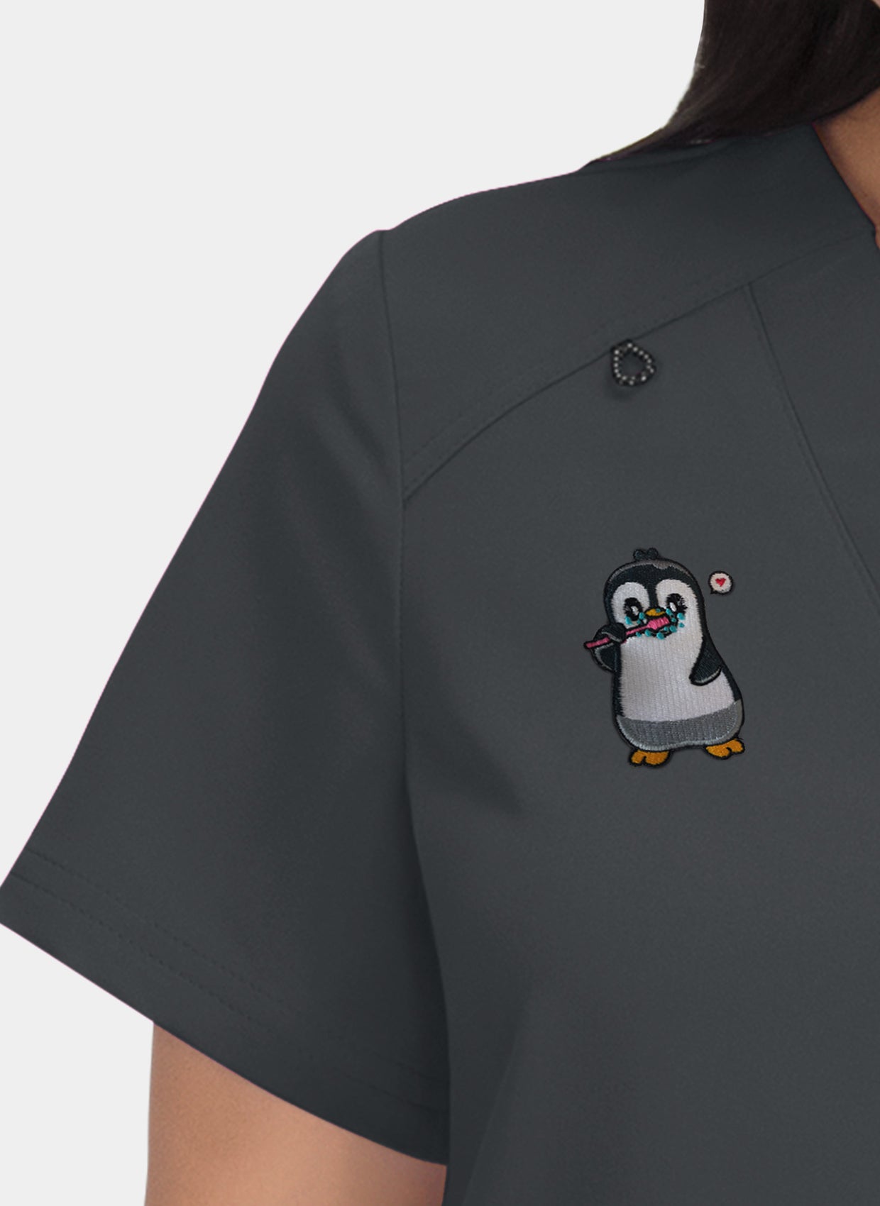 Hustle Heart Charcoal-embroidery-close-up