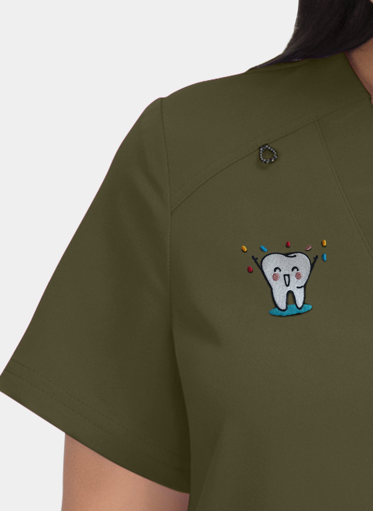 Hustle Heart Olive-embroidery-close-up