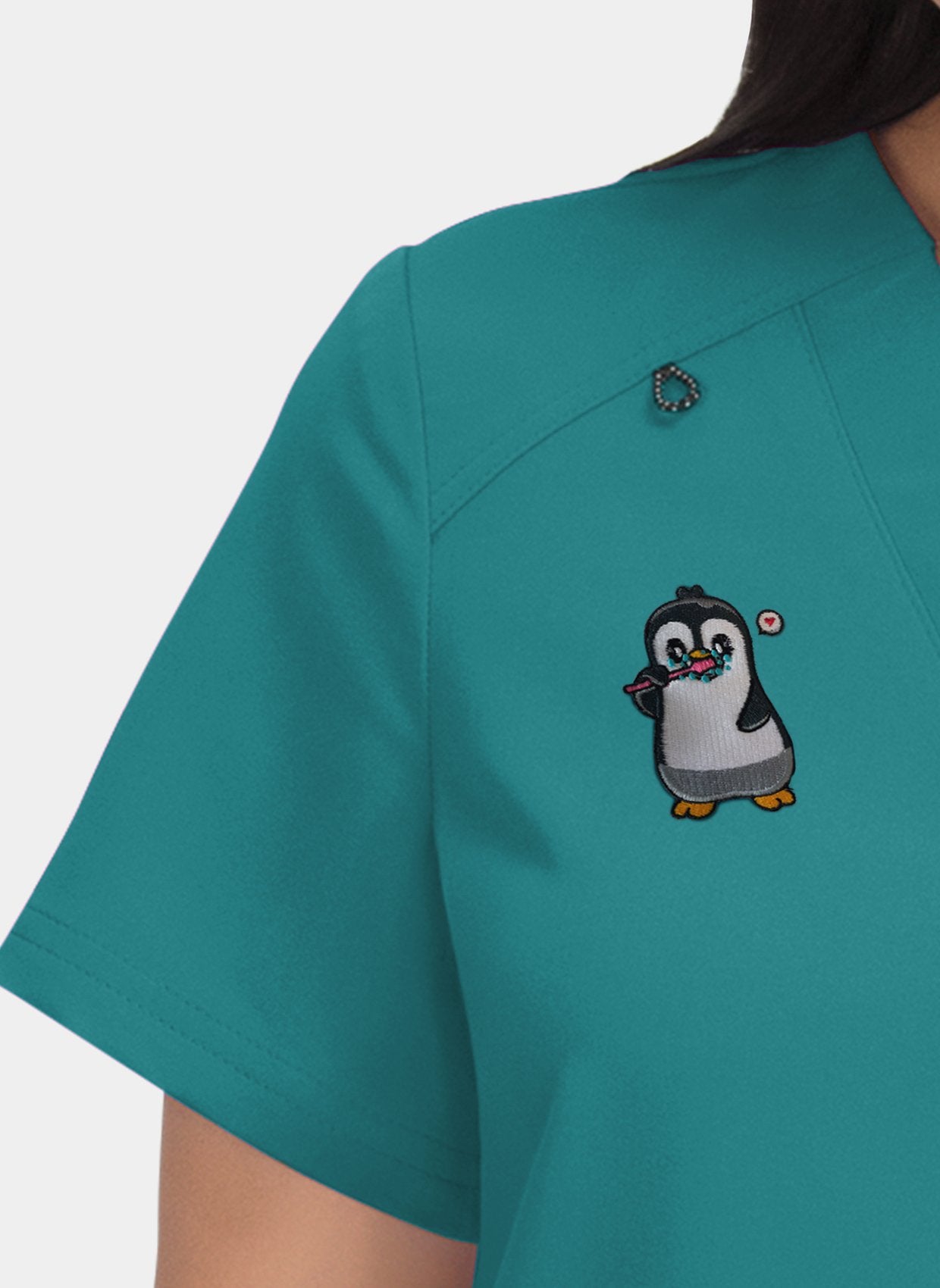 Hustle Heart Teal-embroidery-close-up