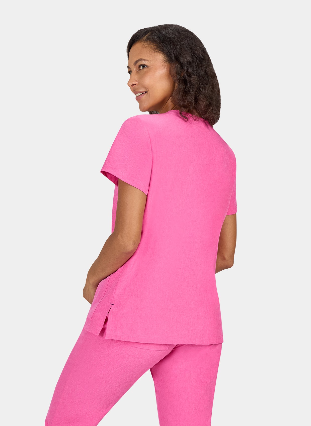 Koi Basics Becca Scrub Top Heather Pink Lemonade back