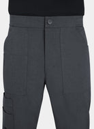Men's Koi Solis scrub trousers charcoal closeup