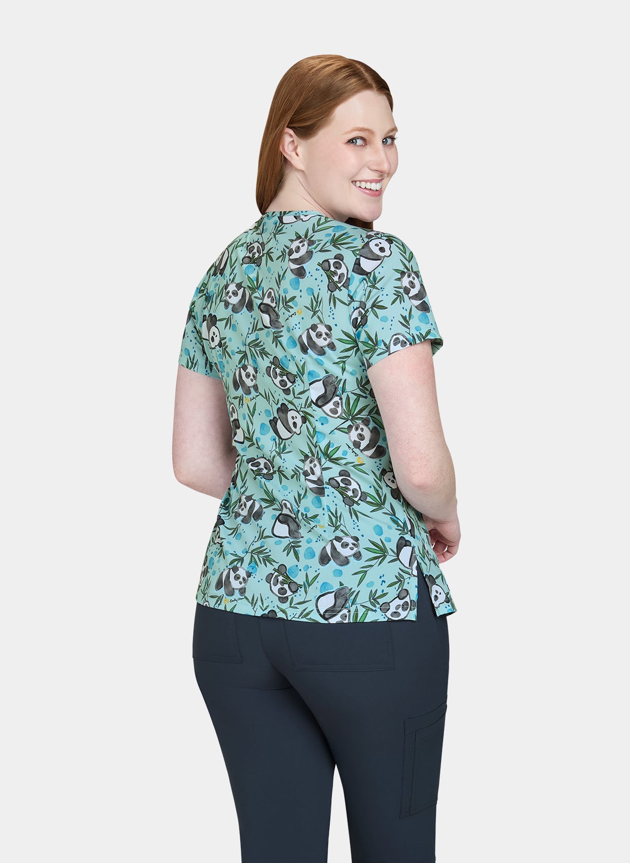 Koi Basics Leslie Scrub Top - Pandas