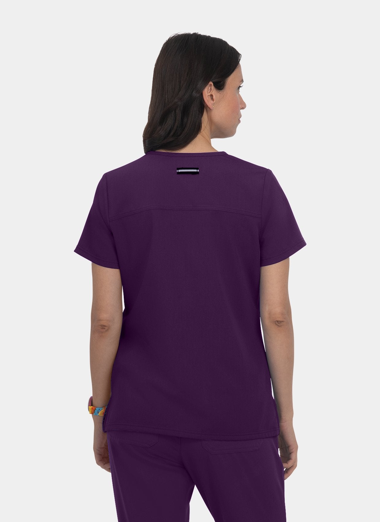 Koi Next Gen Hustle And Heart Scrub Top Eggplant women's back