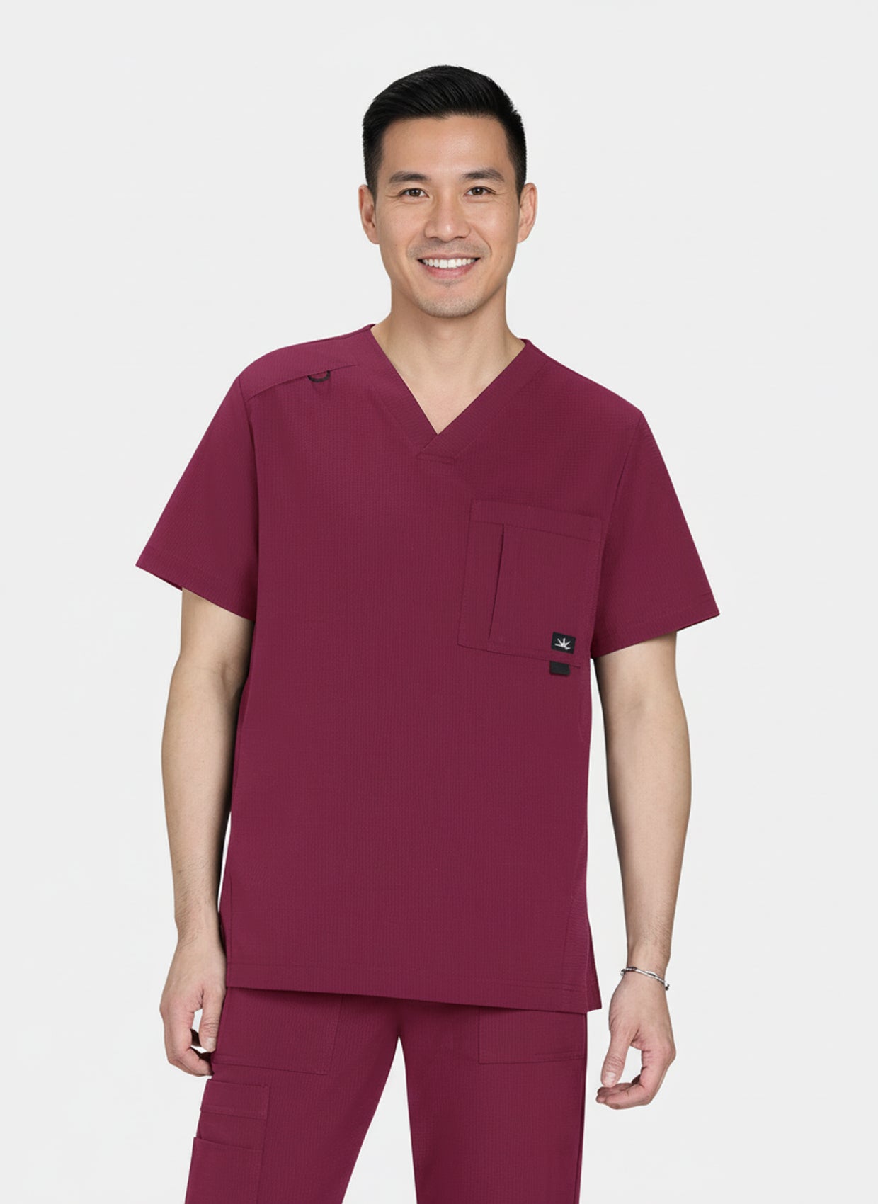 Koi Solis Caldwell Scrub Top Wine Front
