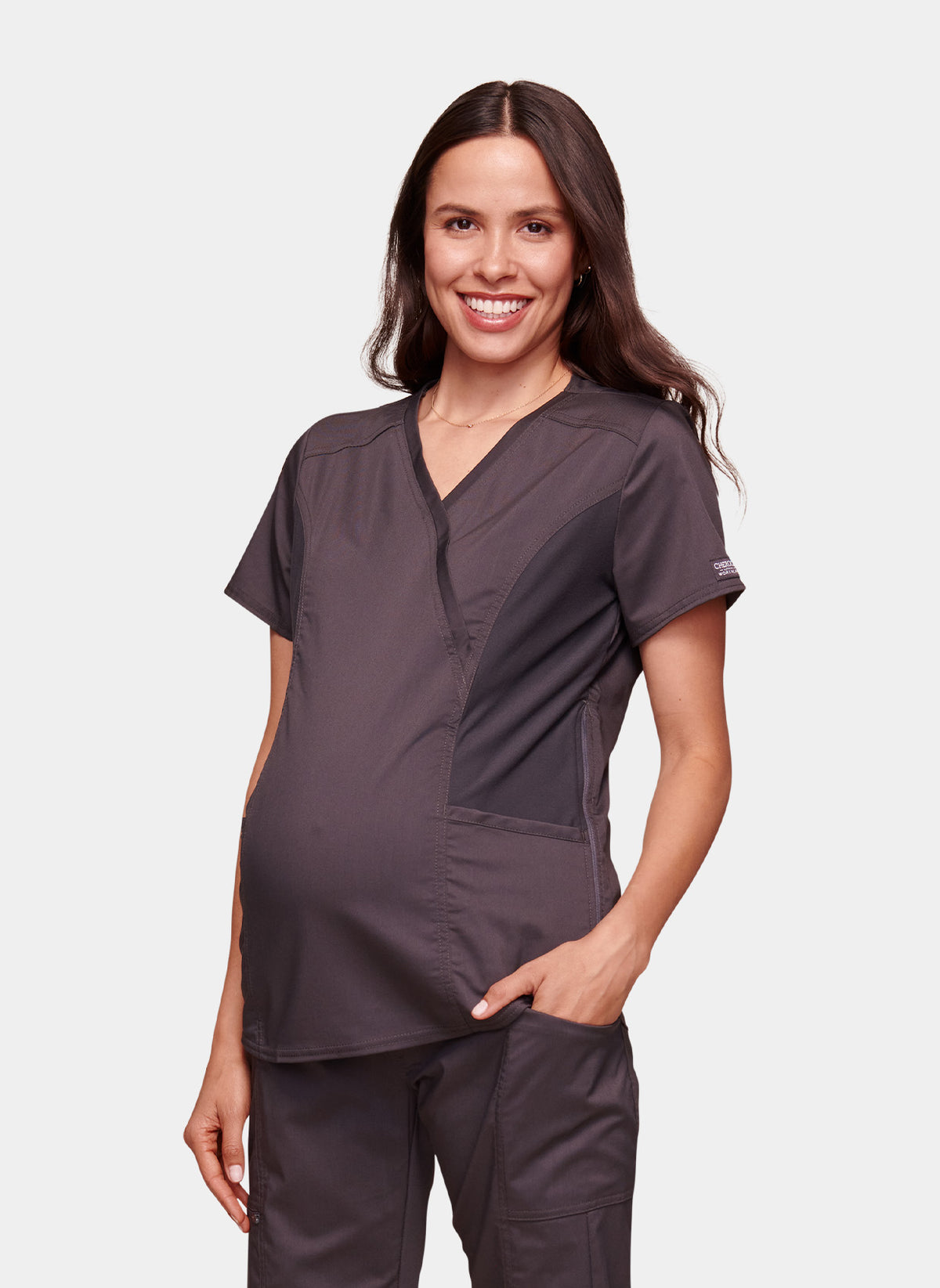 Cherokee WW Revolution Maternity Mock Wrap Scrub Top WWE688 ...