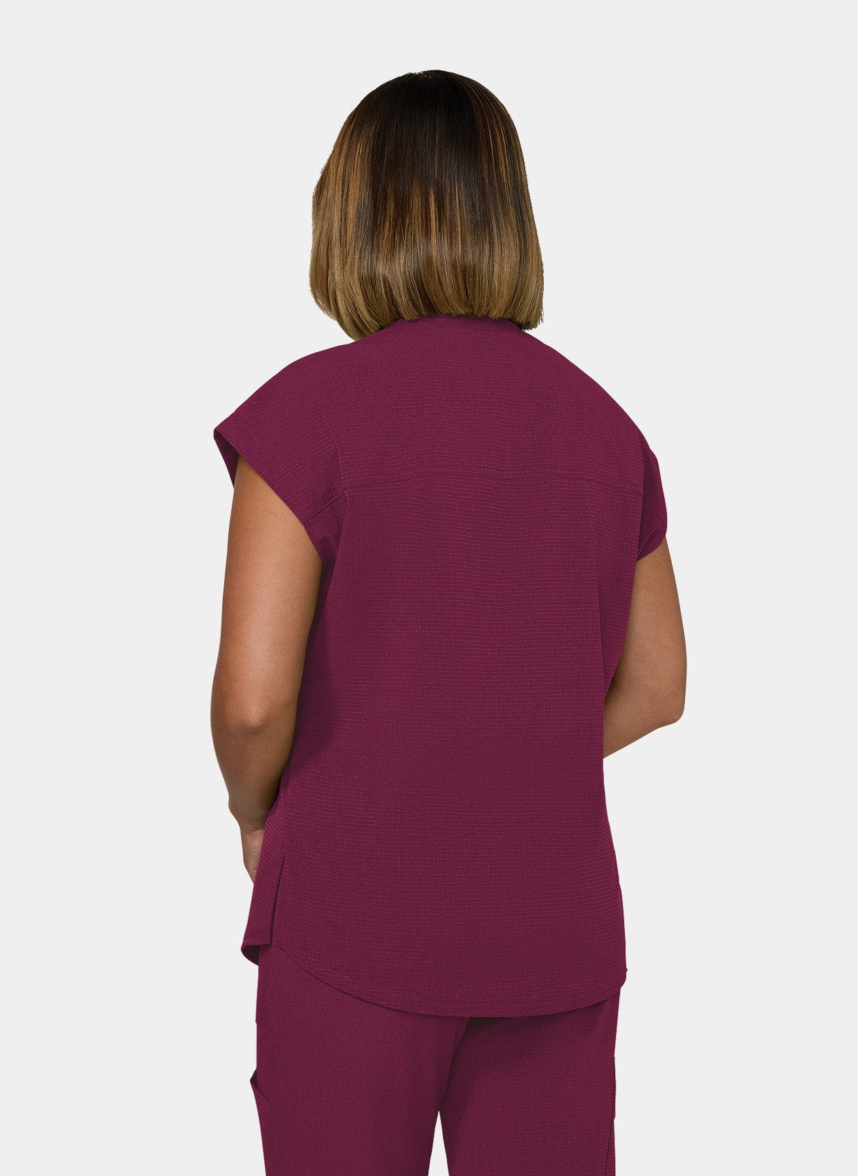 Womens Koi Solis Catrin Scrub Top Wine Back