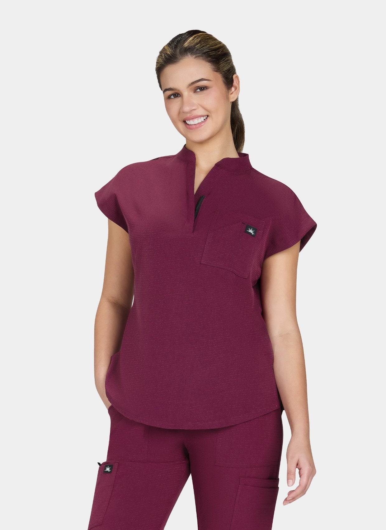 Womens Koi Solis Catrin Scrub Top Wine 