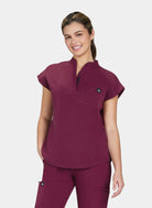 Womens Koi Solis Catrin Scrub Top Wine 