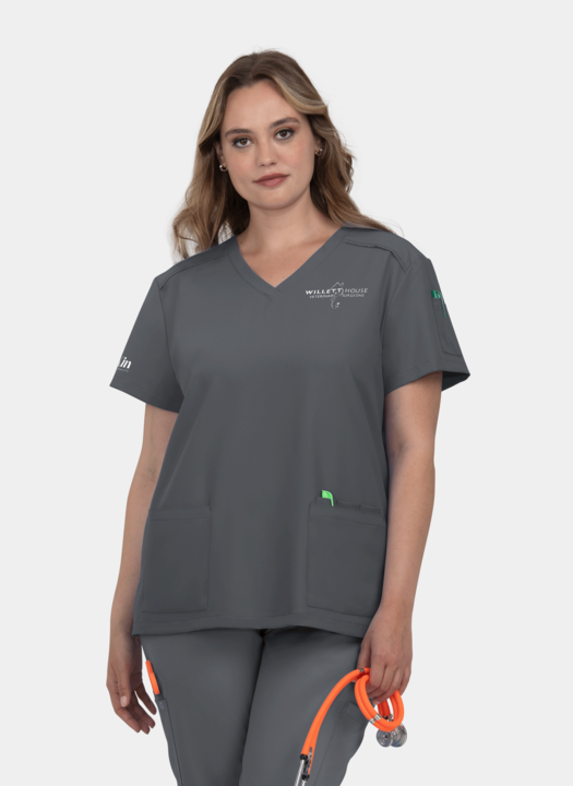 Kin Vets Willet House - Koi Cureology Cardi - Pewter