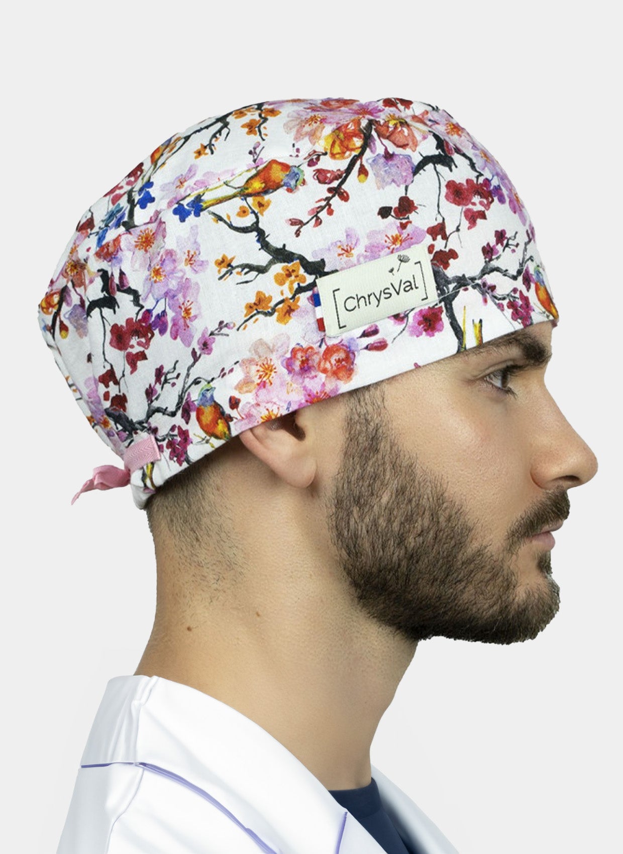 ChrysVal Cherry Blossom Scrub Hat for Long Hair Happythreads UK