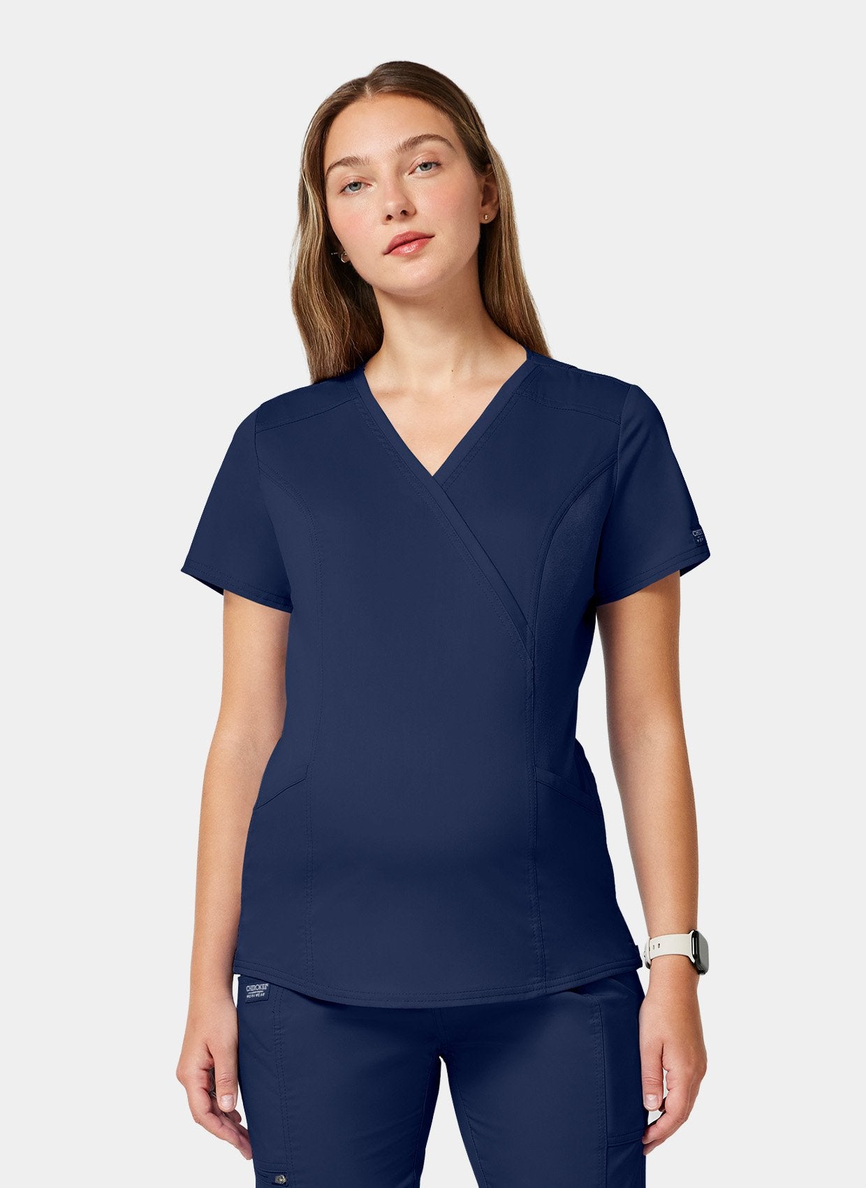 Cherokee WW Revolution Maternity Mock Wrap Scrub Top WWE688 - Navy