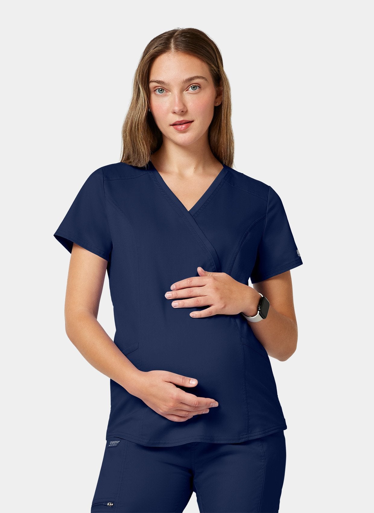 Cherokee WW Revolution Maternity Mock Wrap Scrub Top WWE688 - Navy