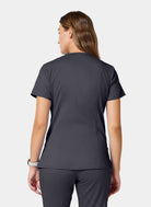 Cherokee WW Revolution Maternity Mock Wrap Scrub Top WWE688 - Pewter