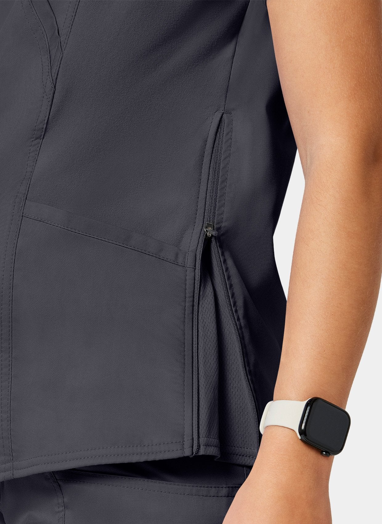 Cherokee WW Revolution Maternity Mock Wrap Scrub Top WWE688 - Pewter