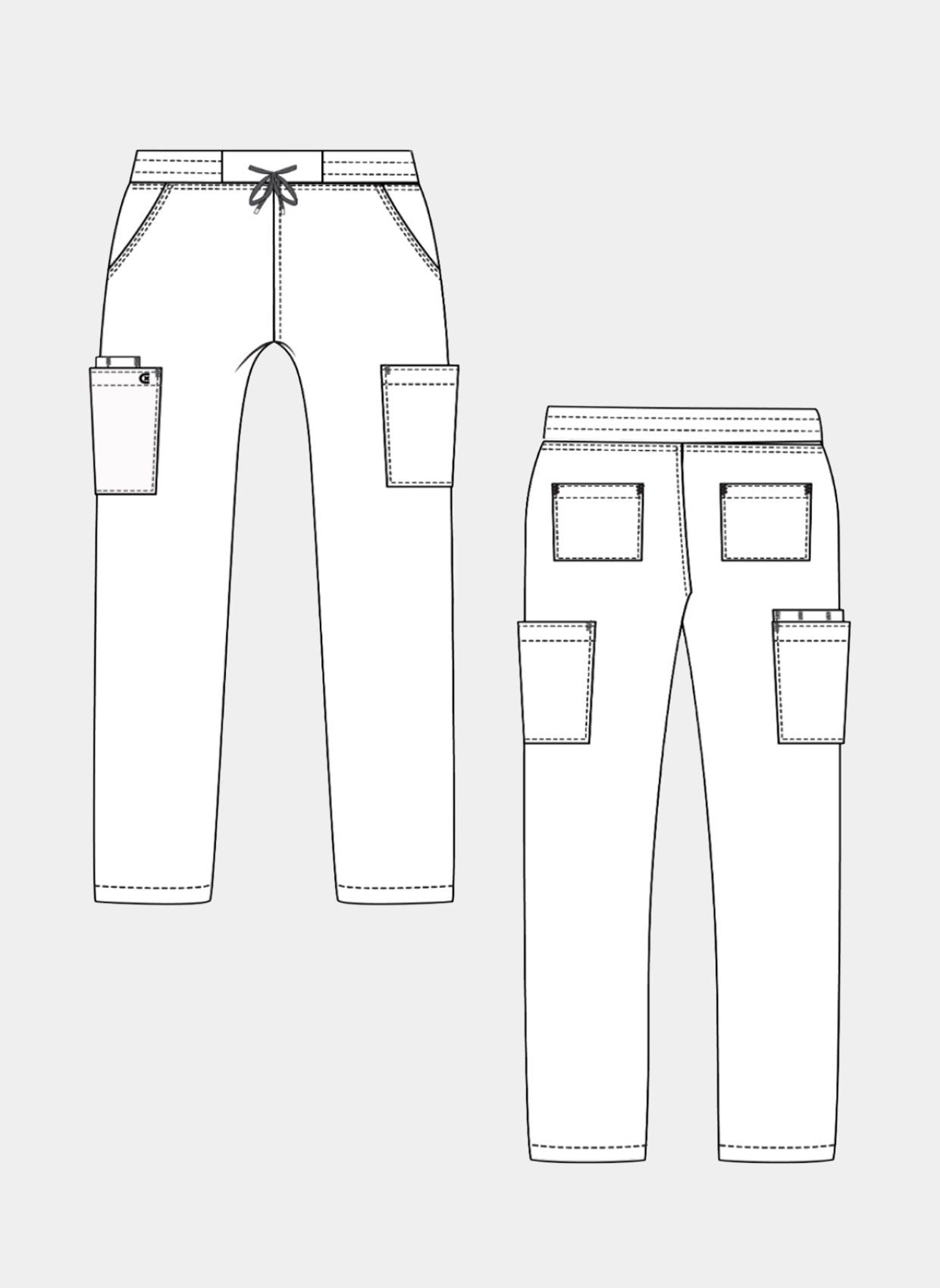 sketch mens koi cureology neuro cargo scrub trousers white