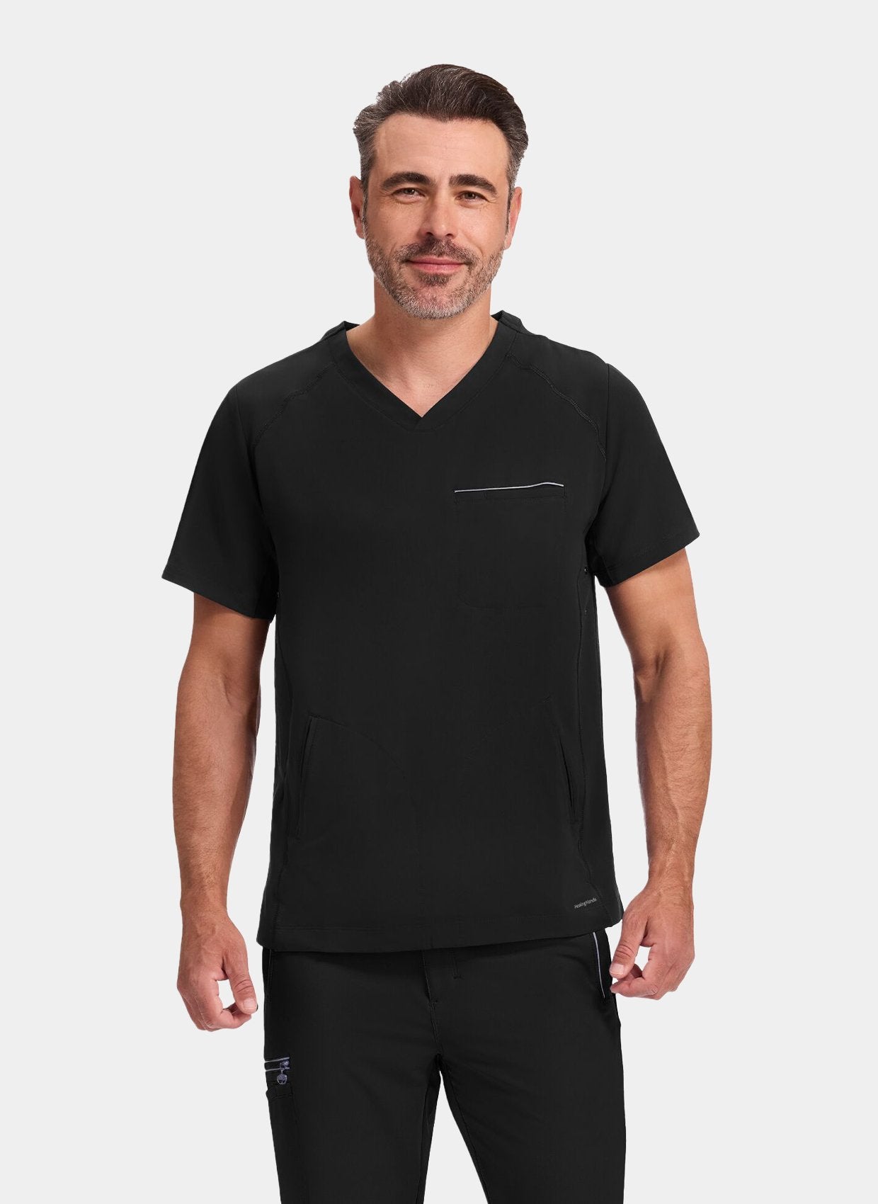 mens scrub top healing hands steven black