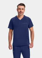 mens scrub top healing hands steven navy