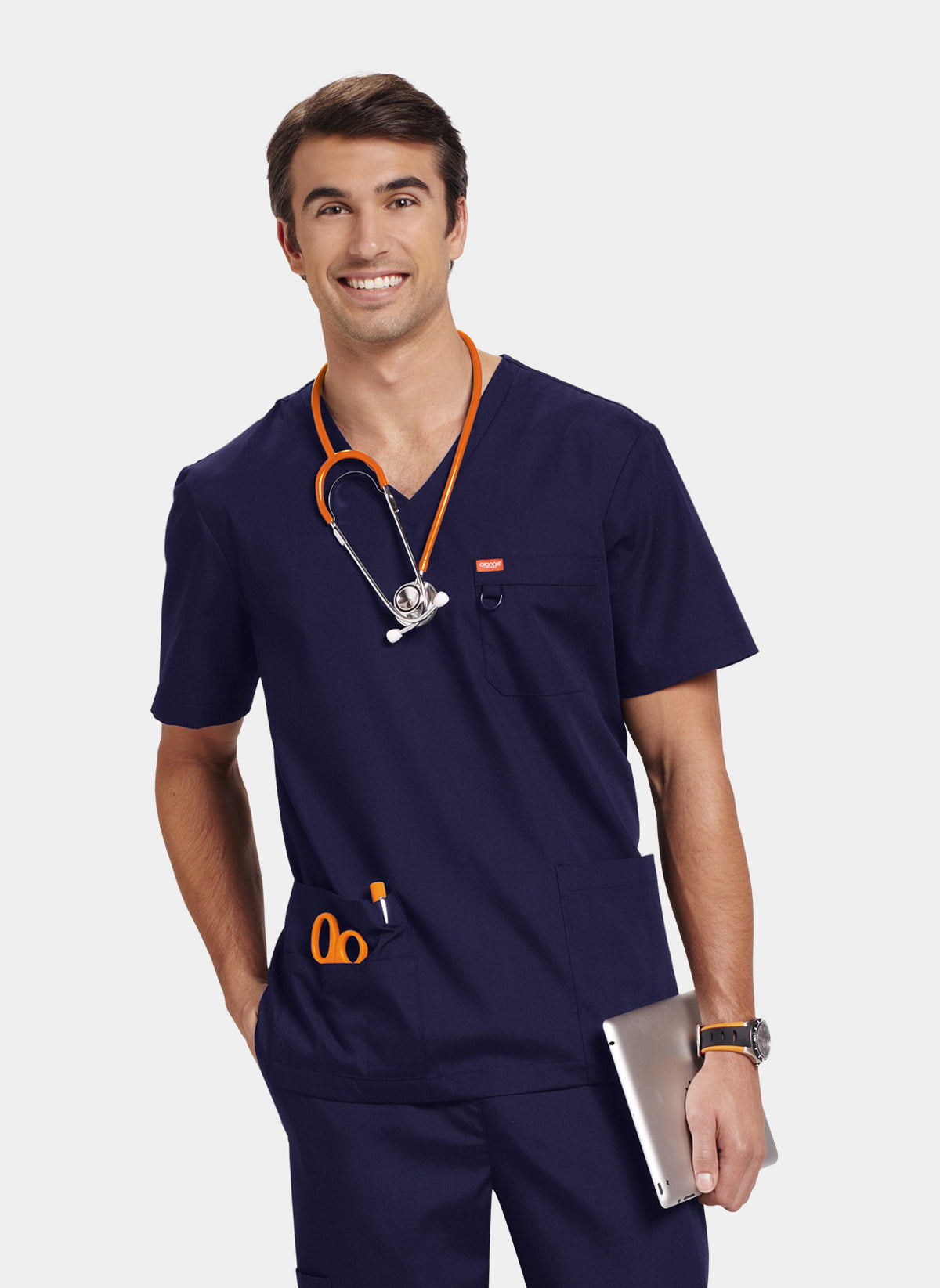 Unisex Orange Standard Balboa Scrub Top - Navy – Happythreads UK