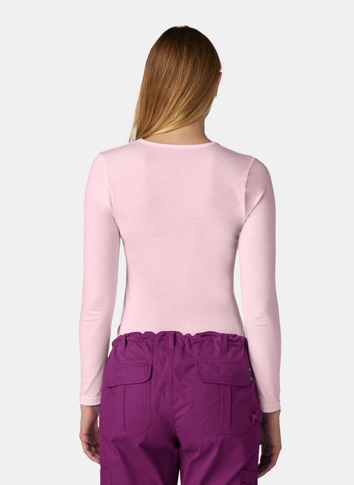 womens koi essentials long sleeve underscrub tender tee pink dream