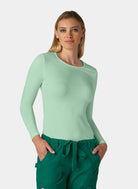 womens koi essentials long sleeve underscrub tender tee soft green