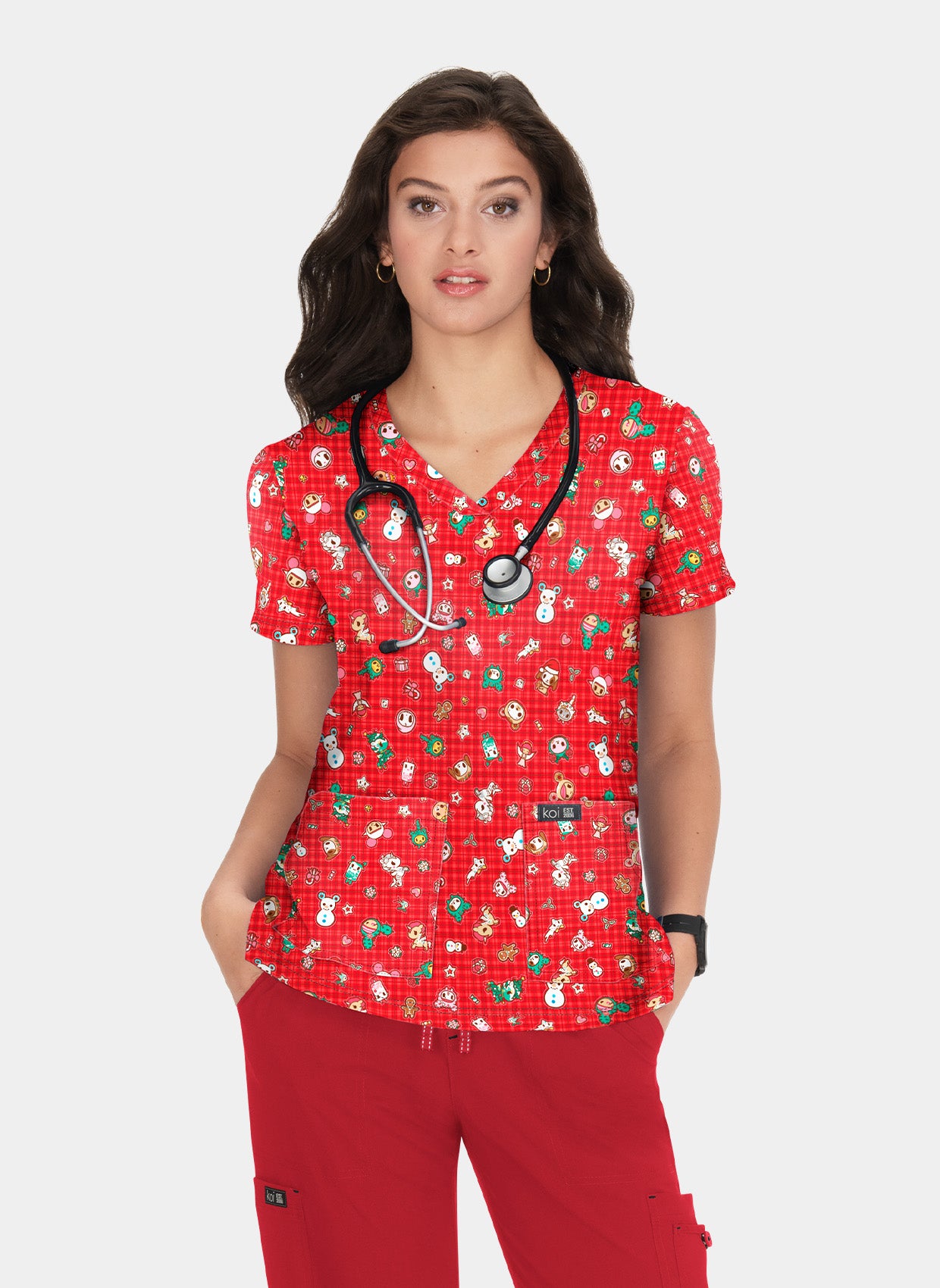 Women s Print Scrub Tops Happythreads UK